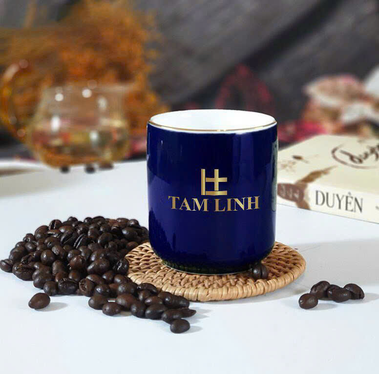 ly sứ xanh in logo đẹp