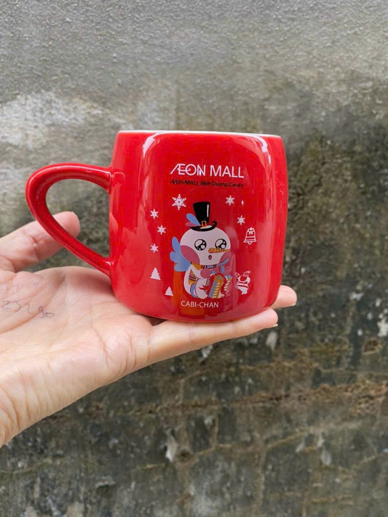 Cốc sứ đỏ in logo 