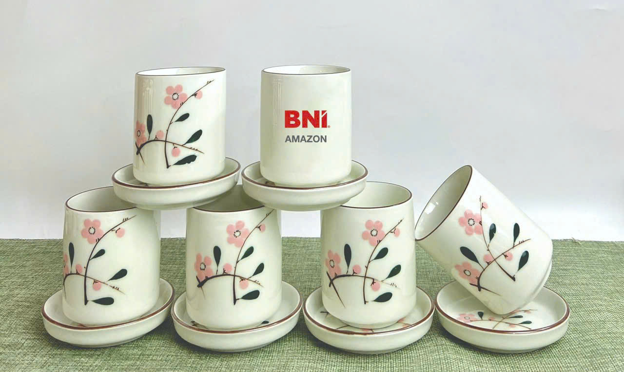 bộ cốc sứ vẽ hoa 