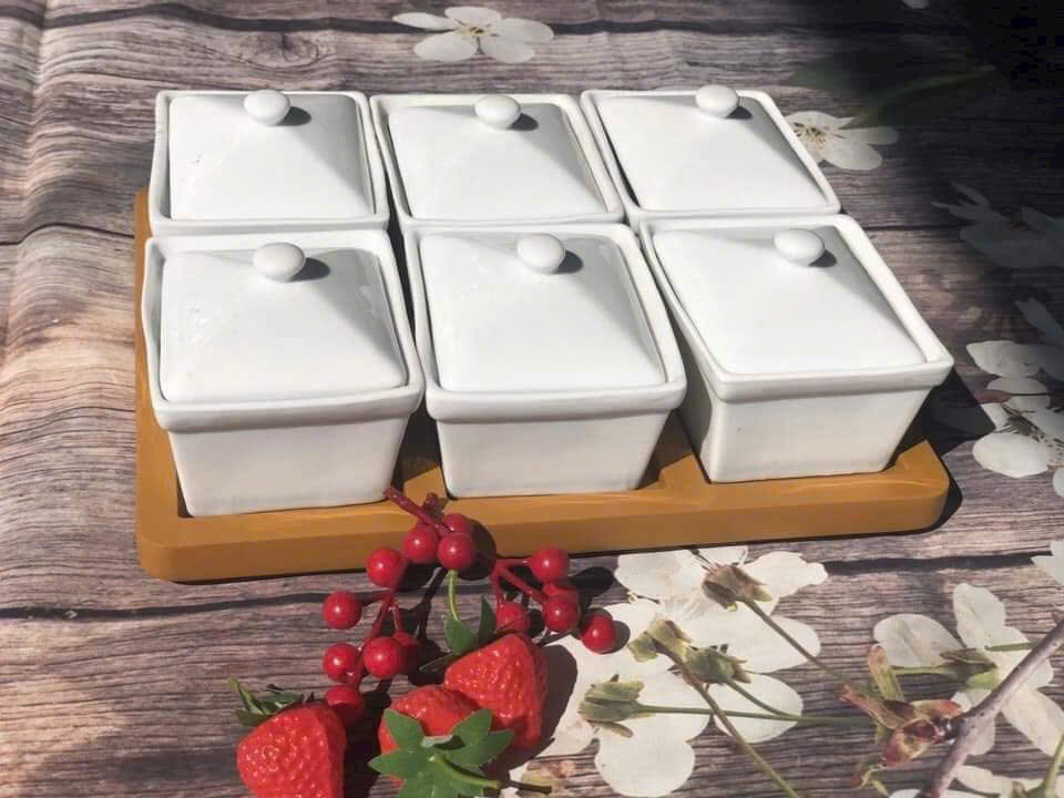 Khay Mứt Sứ Vuông Có Nắp Đậy Khay Mứt Sứ Vuông Có Nắp Đậy
