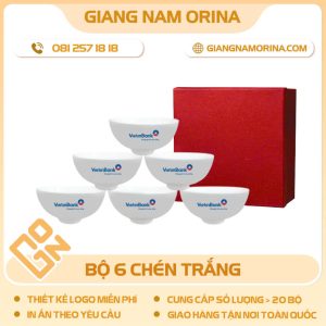 Bộ 6 chén trắng in logo
