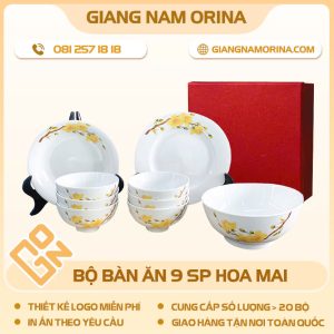 Bộ bàn ăn 9 sản phẩm hoa mai