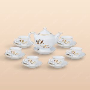 Bộ trà Đèn thần sen vàng kẻ chỉ vàng - Mẫu 01