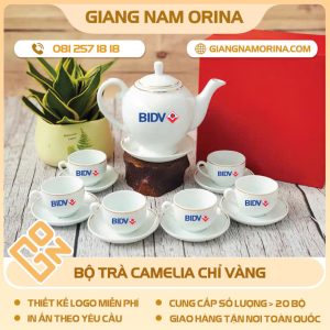 Bộ trà Camelia chỉ vàng