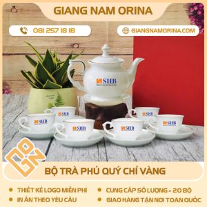 Bộ trà phú quý chỉ vàng
