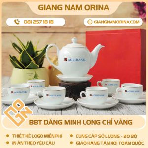Bộ trà dáng Minh Long chỉ vàng