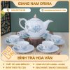 Bình trà hoa văn hoa sen xanh
