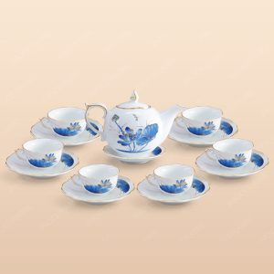Bộ trà Mẫu Đơn sen chuồn xanh chỉ vàng