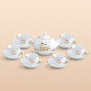 Bộ trà Minh Nguyệt Thuận buồm kẻ chỉ vàng