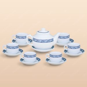 Bộ trà vuông thấp viền chim hạc