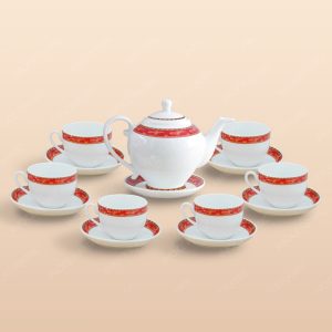 Bộ trà Camelia viền hạc đỏ