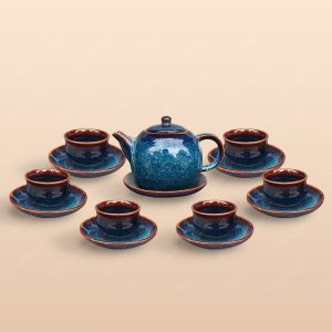 Bộ trà dáng quả bưởi men hoả biến