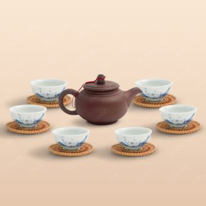Bộ trà Thổ Hoa chén sứ lùn