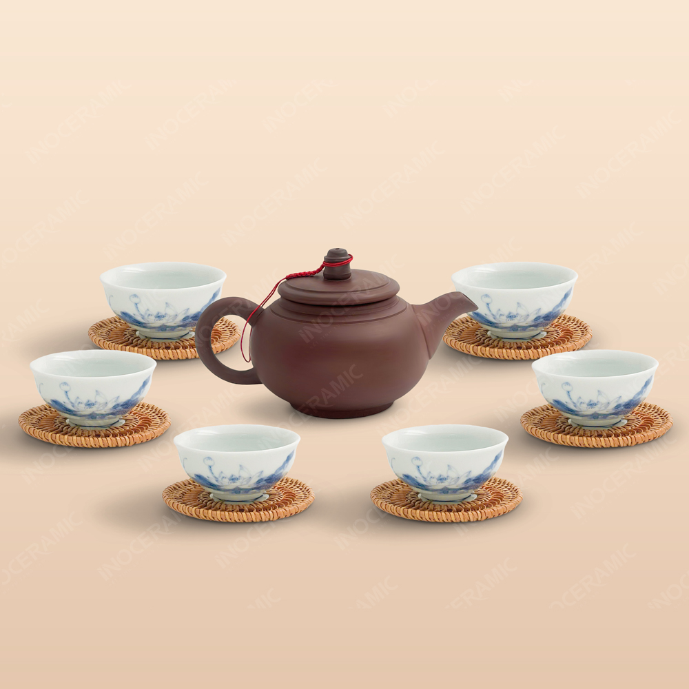 Bộ trà Thổ Hoa chén sứ lùn 1 Bộ trà Thổ Hoa chén sứ lùn