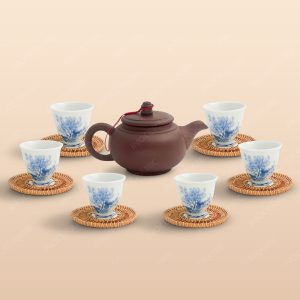 Bộ trà Thổ Hoa chén sứ cao