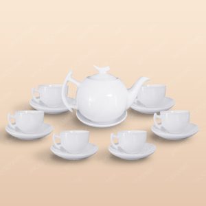 Bộ trà Bưởi cành men trắng in logo