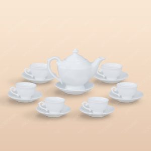 Bộ trà Đèn thần men trắng in logo