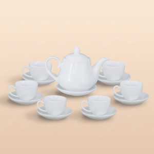 Bộ trà Đức men trắng in logo