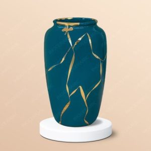 Lọ hoa men lam vẽ vàng H26