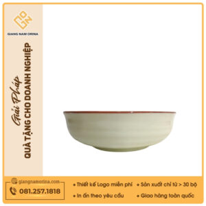 Bát nhật - Bộ bàn ăn men kem vẽ Đào đỏ