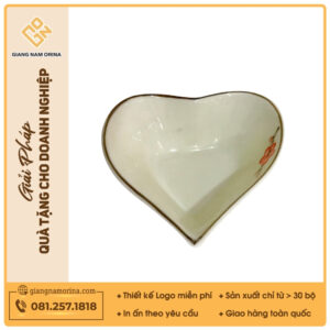 Bát tim - Bộ bàn ăn men kem vẽ Đào đỏ