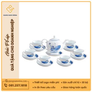 Bộ ấm trà Camelia sen chuồn xanh chỉ xanh