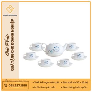 Bộ ấm trà CK lõm hoa bồ công anh in logo