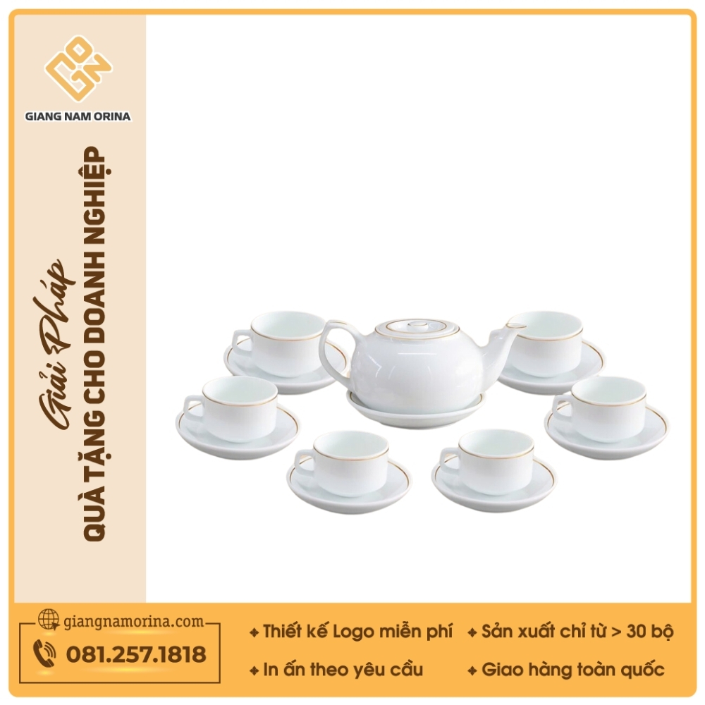 Bộ ấm trà CK lõm kẻ chỉ vàng 1 Bộ ấm trà CK lõm kẻ chỉ vàng