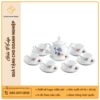 Bộ ấm trà Đài Các sen xanh cobalt kẻ chỉ vàng
