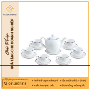 Bộ ấm trà dáng Minh Long chỉ xanh dương