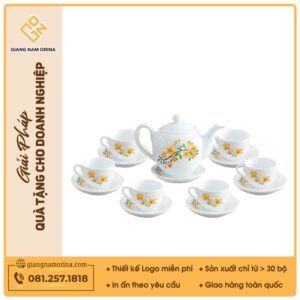 Bộ ấm trà dáng Minh Long hoa mai