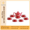 Bộ ấm trà Đèn Thần men đỏ Hào gia phú quý kẻ chỉ vàng