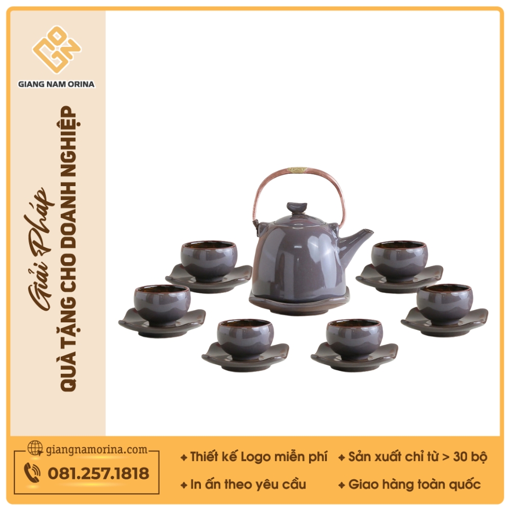 Bộ ấm trà Kim Hoa men tím hoả biến 1 Bộ ấm trà Kim Hoa men tím hoả biến