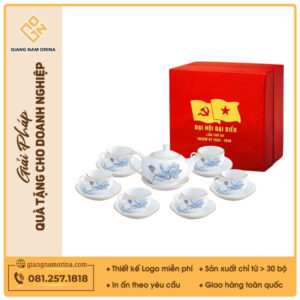 Bộ ấm trà Minh Nguyệt sen xanh kẻ vàng
