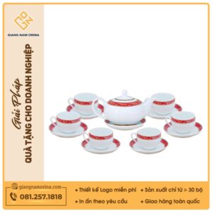 Bộ ấm trà Minh Nguyệt viền chim hạc
