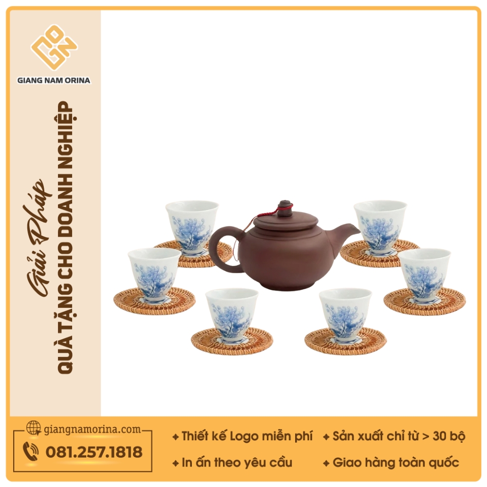 Bộ ấm trà Thổ Hoa chén sứ cao 1 Bộ ấm trà Thổ Hoa chén sứ cao