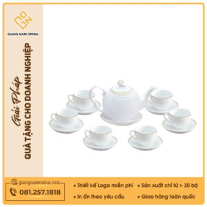 Bộ ấm trà xoắn ốc kẻ chỉ vàng