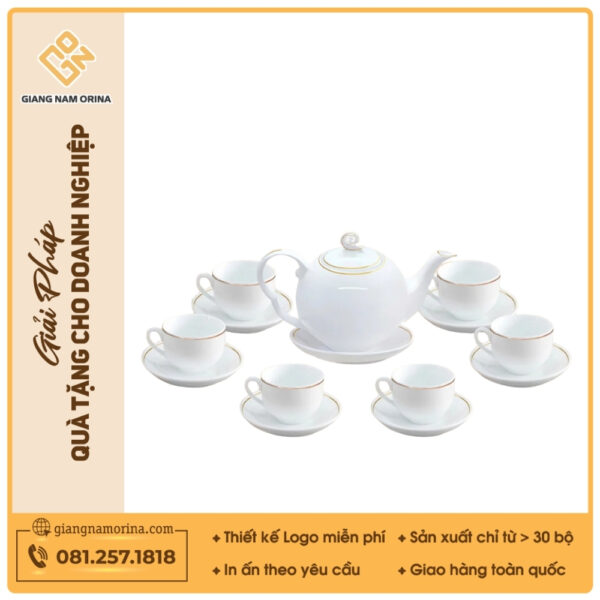Bộ ấm trà xoắn ốc kẻ chỉ vàng