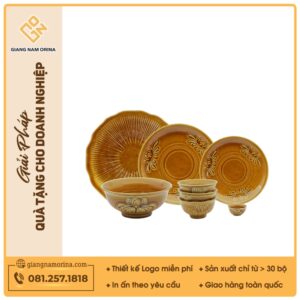 Bộ bàn ăn 12 món men hoàng thổ