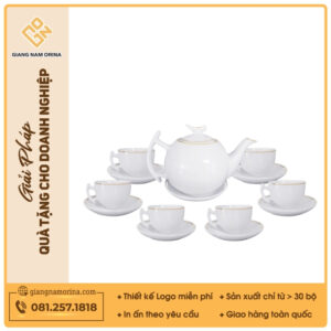 Bộ ấm trà Bưởi cành kẻ chỉ vàng