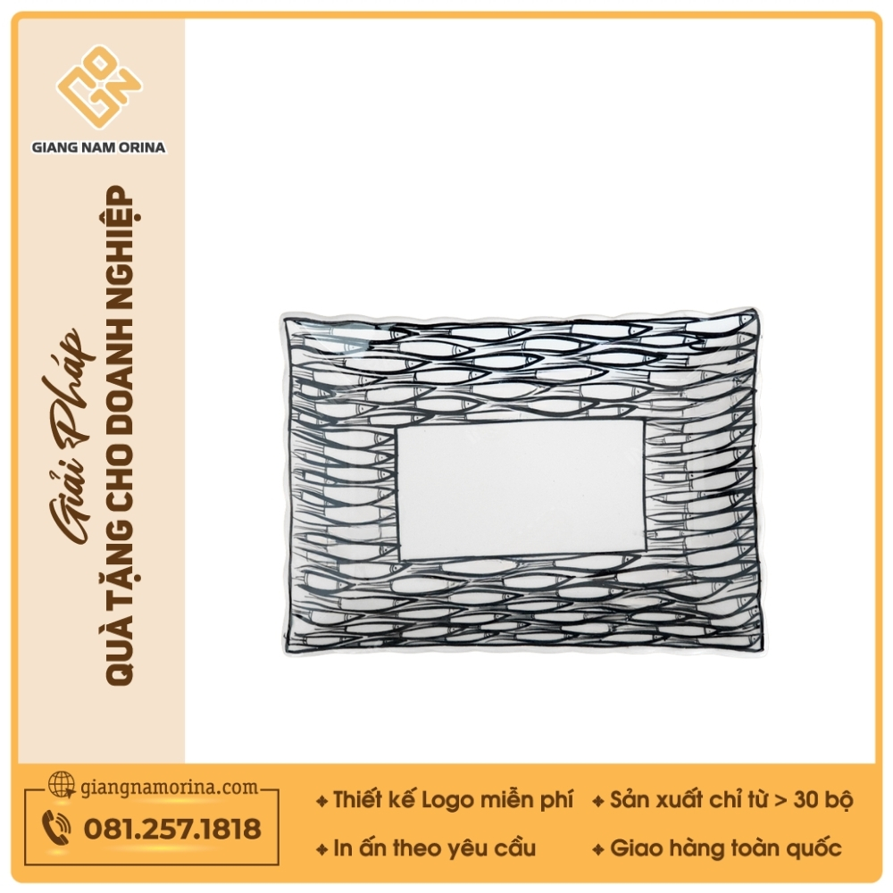 Đĩa chữ nhật miệng lượn 02 - Bộ bàn ăn Vẽ cá đàn 1 Đĩa chữ nhật miệng lượn 02 - Bộ bàn ăn Vẽ cá đàn
