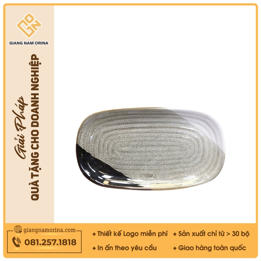 Đĩa chữ nhật xoài - Bộ bàn ăn men ba màu 1 Đĩa chữ nhật xoài - Bộ bàn ăn men ba màu