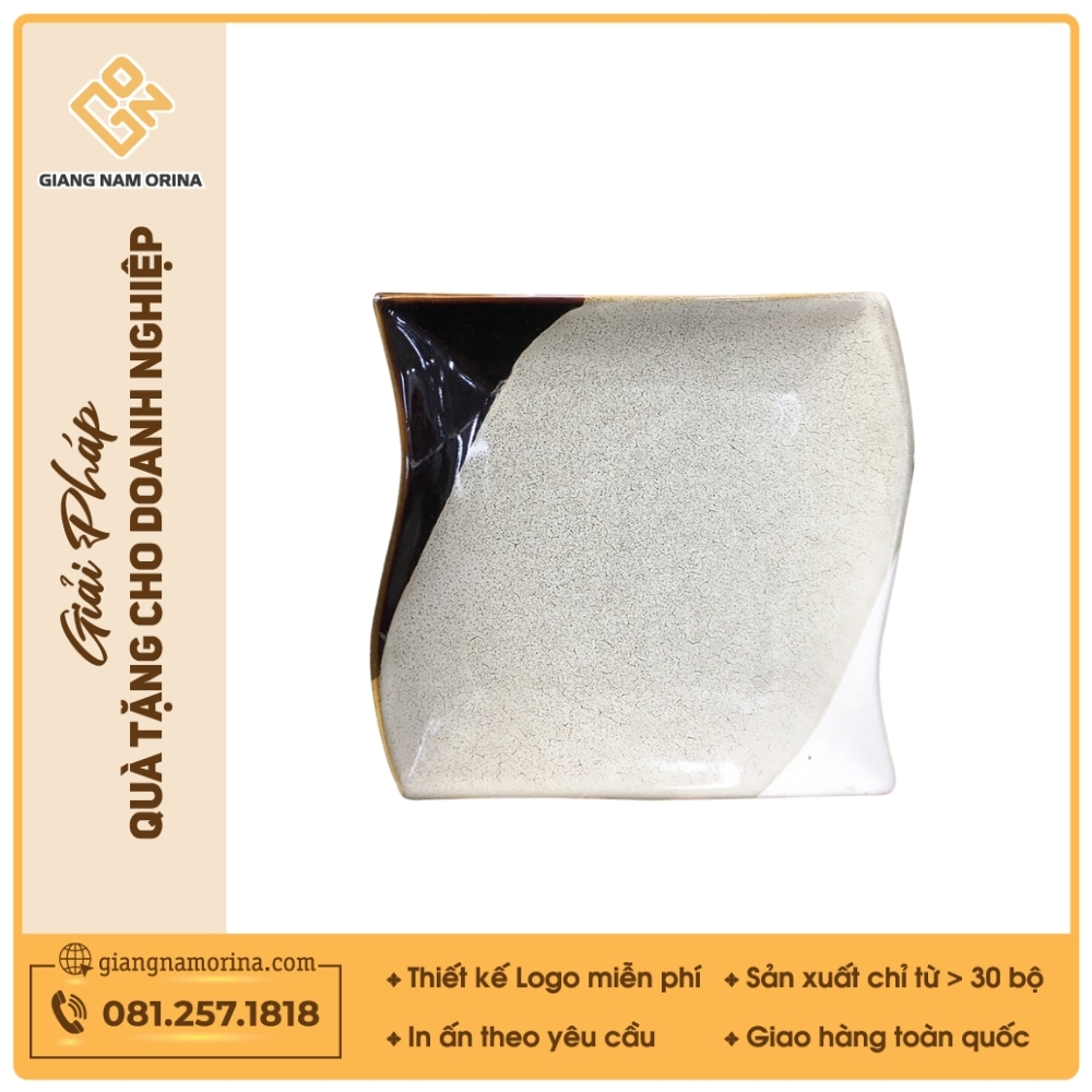 Đĩa dải lụa - Bộ bàn ăn men ba màu 1 Đĩa dải lụa - Bộ bàn ăn men ba màu