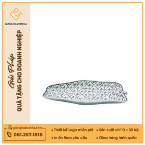 Đĩa lá chuối - Bộ bàn ăn men xanh Hoa bèo