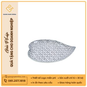 Đĩa lá tim - Bộ bàn ăn men xanh Hoa bèo