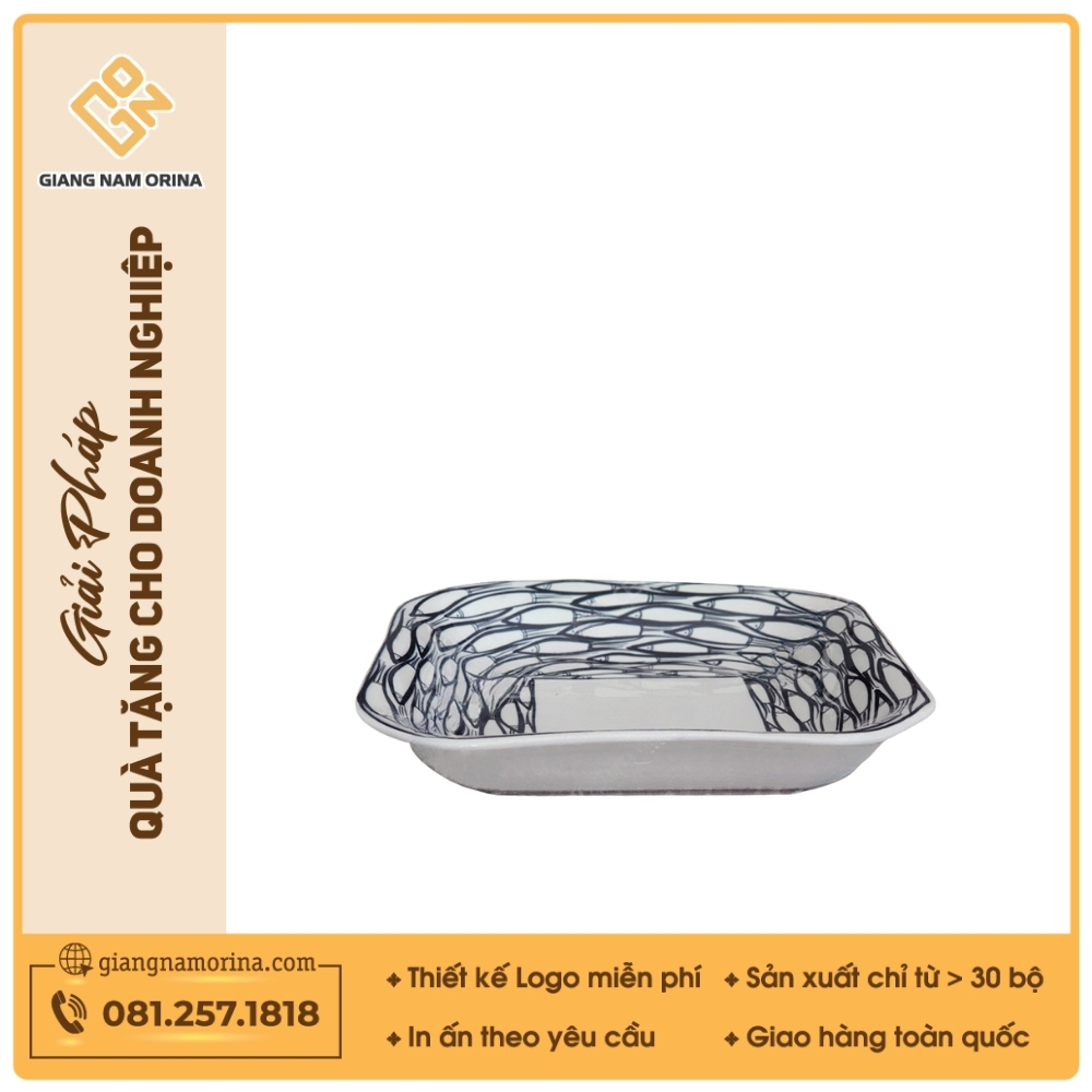 Đĩa vuông sâu lòng - Bộ bàn ăn Vẽ cá đàn 1 Đĩa vuông sâu lòng - Bộ bàn ăn Vẽ cá đàn