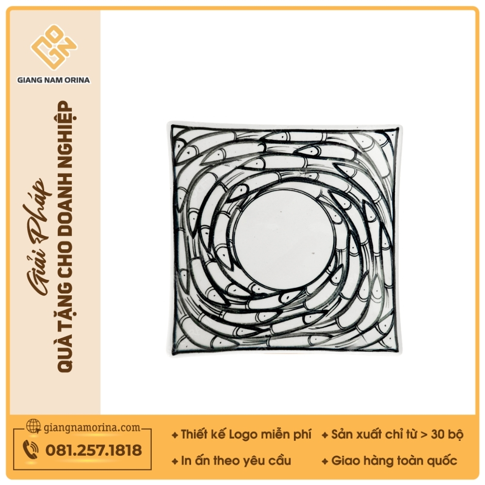 Đĩa vuông vếch - Bộ bàn ăn Vẽ cá đàn 1 Đĩa vuông vếch - Bộ bàn ăn Vẽ cá đàn