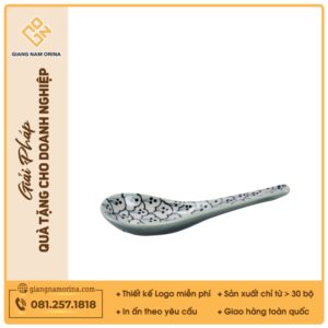 Thìa cơm - Bộ bàn ăn men xanh Hoa bèo