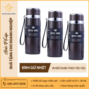 Bình Giữ Nhiệt Inox Màu Nâu Đậm
