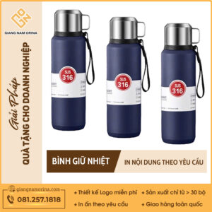 Bình Giữ Nhiệt Inox Màu Xanh